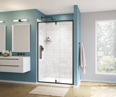 MAAX 135325-900-340-000 Uptown 45-47 x 76 in. 8 mm Pivot Shower Door for Alcove Installation with Clear glass in Matte Black