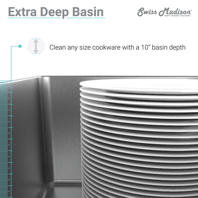 Tourner 30 x 21 Stainless Steel, Single Basin, Farmhouse Kitchen Sink with Apron