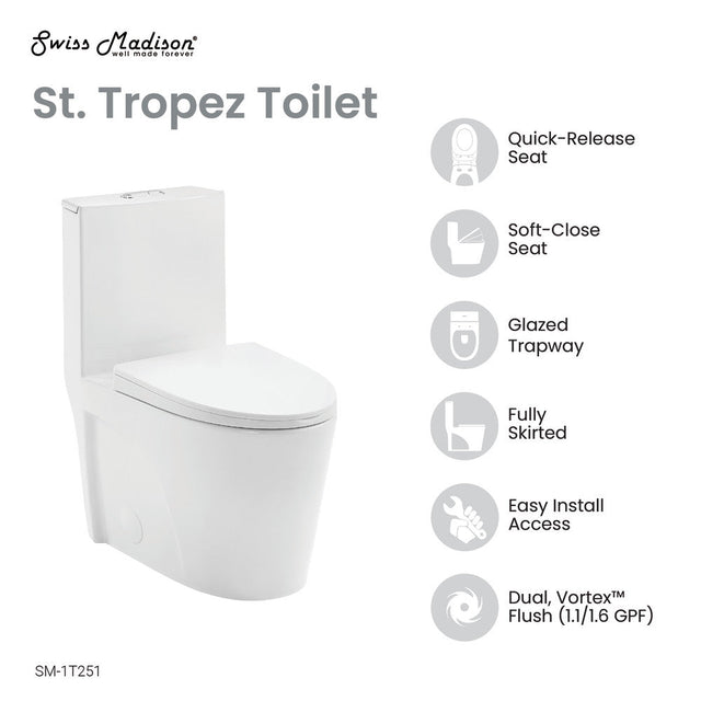 St. Tropez One-Piece Elongated Toilet, 14" Rough-In 1.1/1.6 gpf