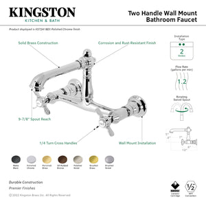 Kingston Brass KS7240BEX Essex Wall Mount Bathroom Faucet, Matte Black