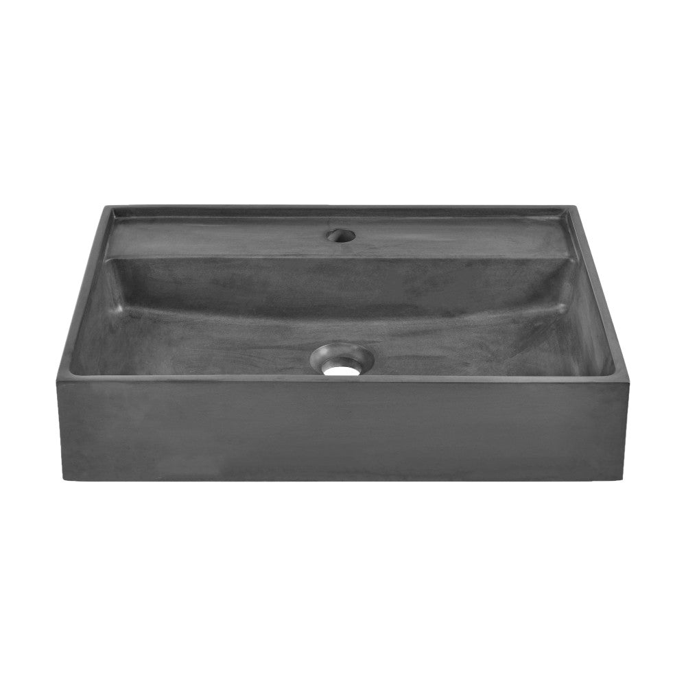 Lisse 16" Square Concrete Vessel Bathroom Sink in Dark Grey