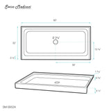 Voltaire 60 x 32 Acrylic White, Single-Threshold, Center Drain, Shower Base