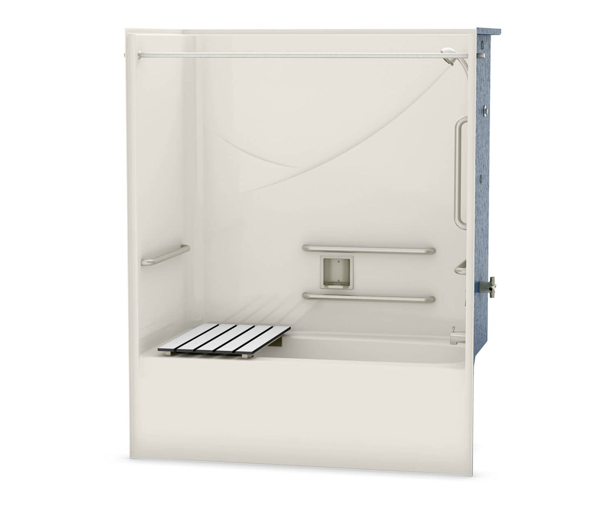 Aker OPTS-6032 AcrylX Alcove Right-Hand Drain One-Piece Tub Shower in Biscuit - ANSI Compliant