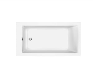 MAAX 106426-000-002-106 Elinor 6032 AcrylX Freestanding End Drain Bathtub in White with Sterling Silver Skirt