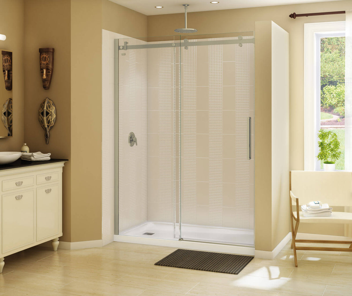 MAAX 138997-900-305-000 Halo 56 ½-59 x 78 ¾ in. 8mm Sliding Shower Door for Alcove Installation with Clear glass in Brushed Nickel