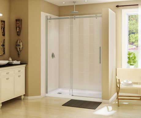 MAAX 138997-900-305-000 Halo 56 ½-59 x 78 ¾ in. 8mm Sliding Shower Door for Alcove Installation with Clear glass in Brushed Nickel