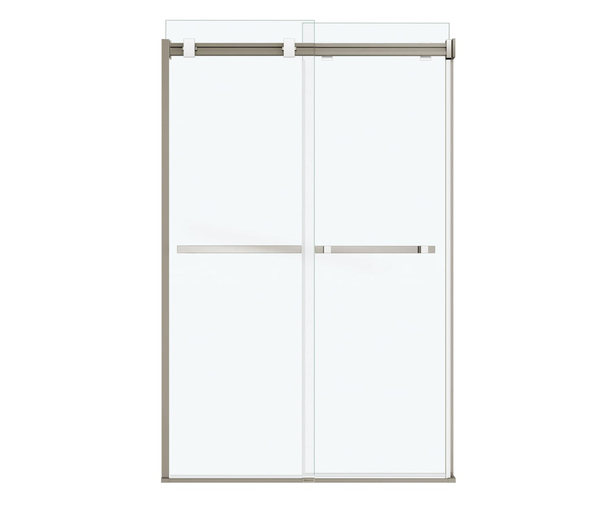 MAAX 136272-900-290-000 Duel 56-58 ½ x 70 ½-74 in. 8 mm Bypass Shower Door for Alcove Installation with Clear glass in Brushed Nickel & Matte White