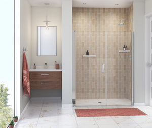 MAAX 138275-900-084-101 Manhattan 53-55 x 68 in. 6 mm Pivot Shower Door for Alcove Installation with Clear glass & Square Handle in Chrome