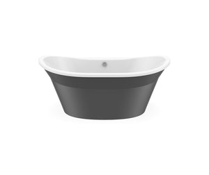 MAAX 106150-000-002-129 Orchestra 6032 AcrylX Freestanding Center Drain Bathtub in White with Thundey Grey Skirt