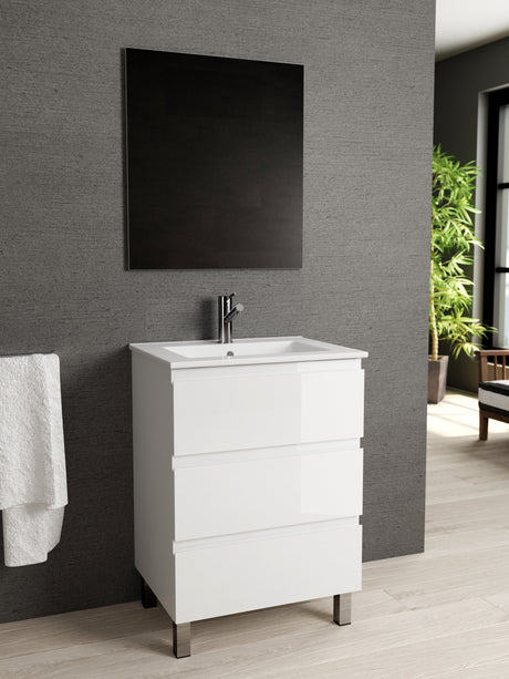 DAX Costa Engineered Wood Single Vanity Cabinet, 24", Glossy White DAX-COS012411