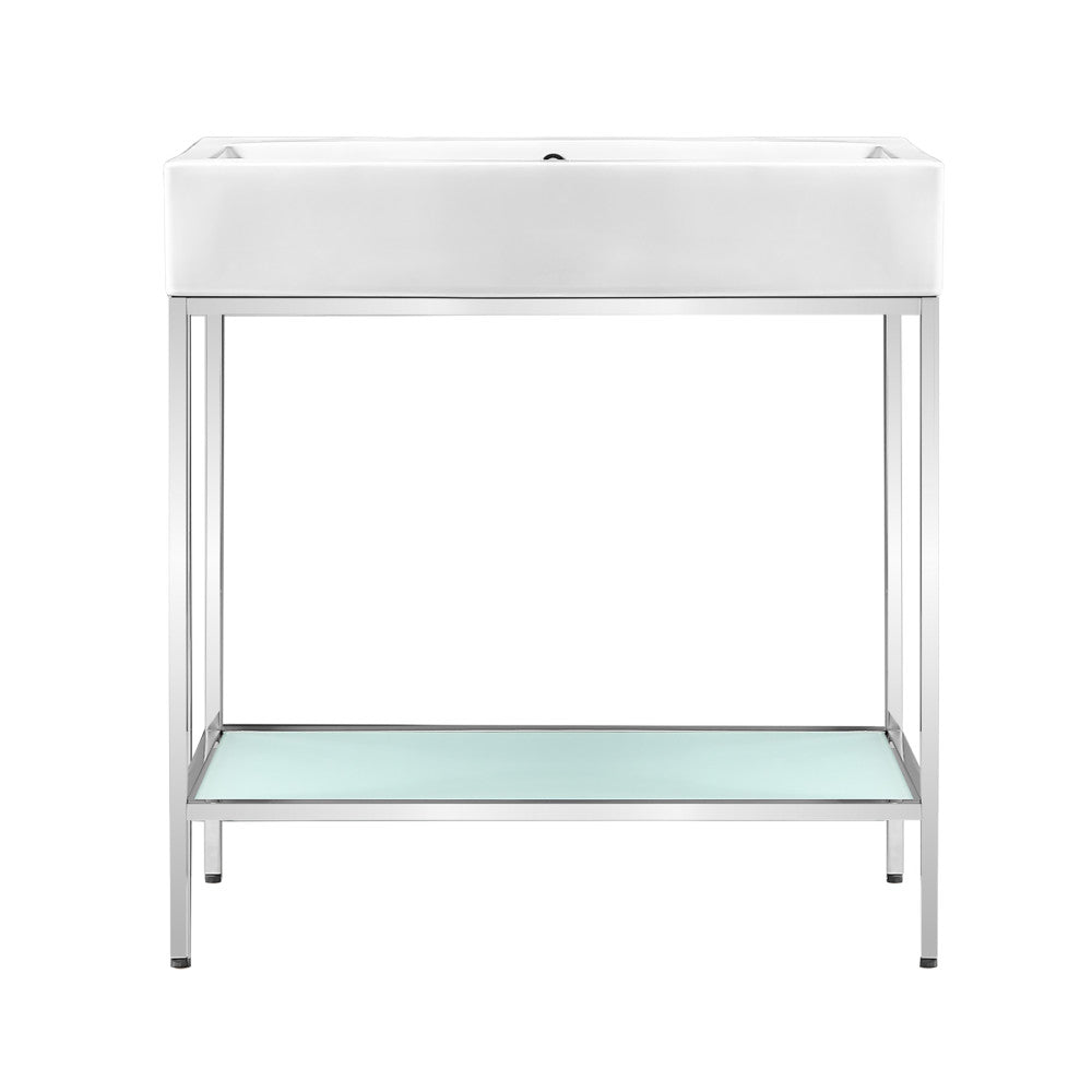 Pierre 32 Single, Freestanding, Open Shelf, Chrome Metal Frame Bathroom Vanity