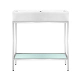 Pierre 32 Single, Freestanding, Open Shelf, Chrome Metal Frame Bathroom Vanity