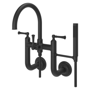 Tisbury Traditional 2-Handle Tub Filler with Hand Shower in Spot Defense Matte Black