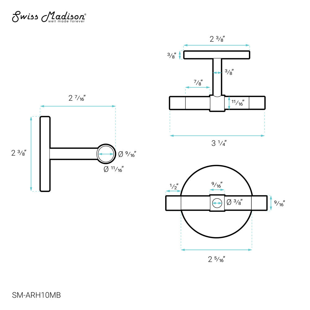 Verre Acrylic Robe Hook in Matte Black