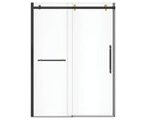 MAAX 138475-900-380-000 Vela 56 ½-59 x 78 ¾ in. 8mm Sliding Shower Door with Towel Bar for Alcove Installation with Clear glass in Matte Black and Brushed Gold