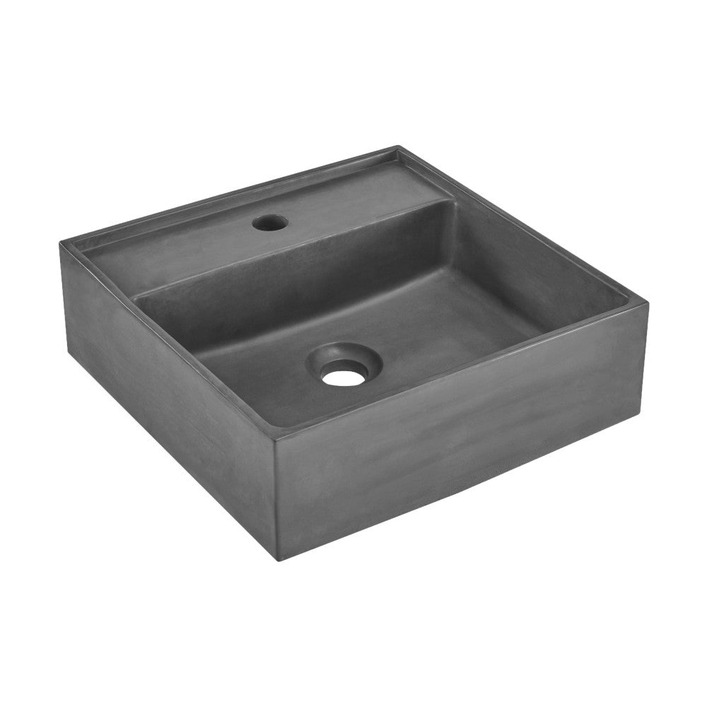 Lisse 23.5" Rectangle Concrete Vessel Bathroom Sink in Dark Grey