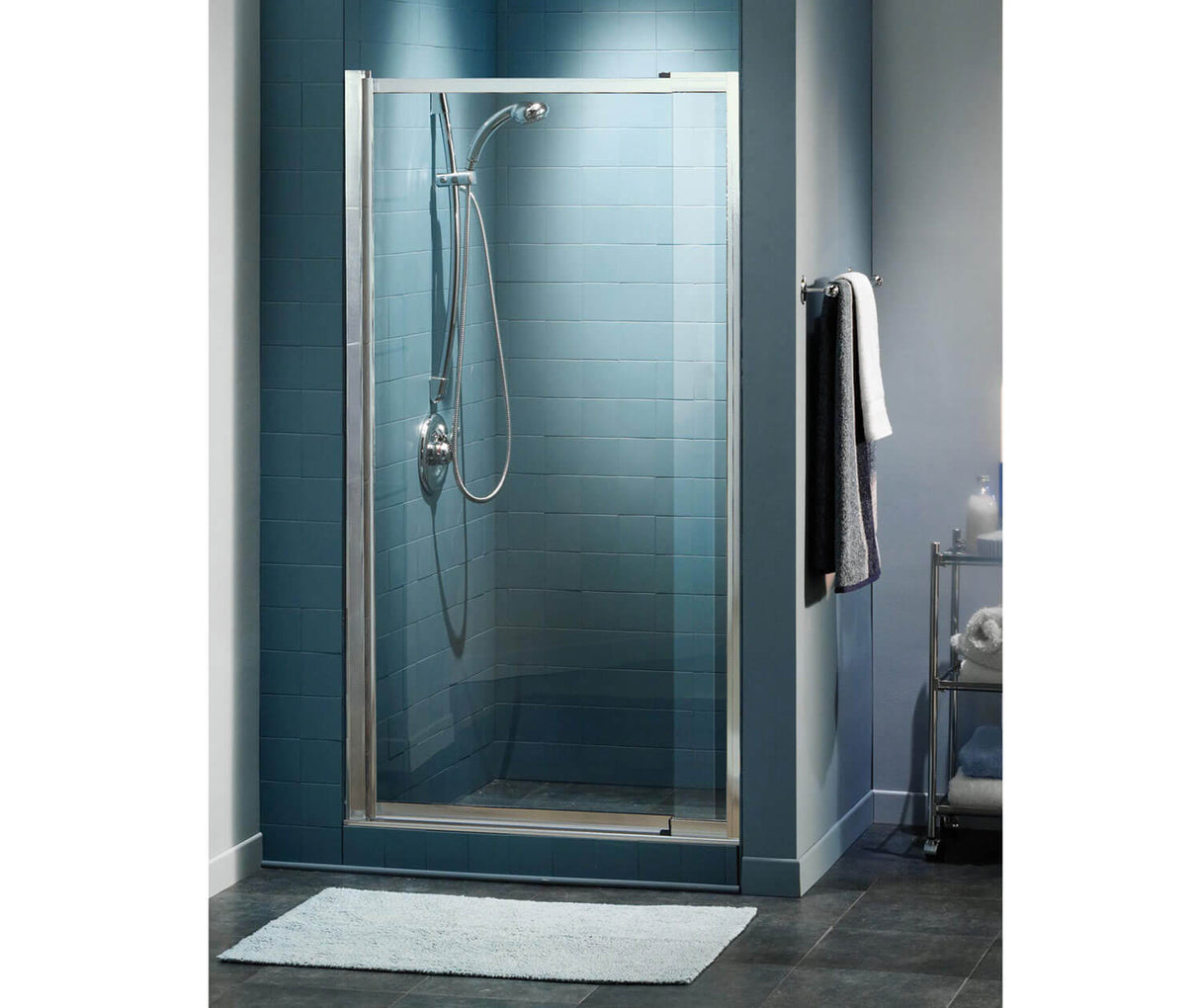 MAAX 136435-900-084-000 Pivolok Deluxe 32 ½-37 x 64 ½ in. Pivot Shower Door for Alcove Installation with Clear glass in Chrome