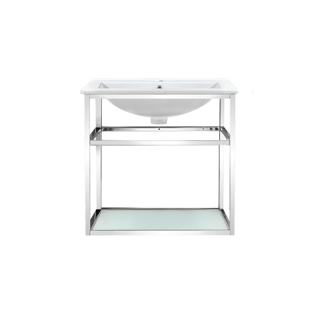 Pierre 24 Single, Open Shelf, Chrome Metal Frame Bathroom Vanity