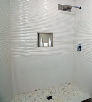 ALFI brand 16 x 16 Brushed Stainless Steel Square Single Shelf Bath Shower Niche