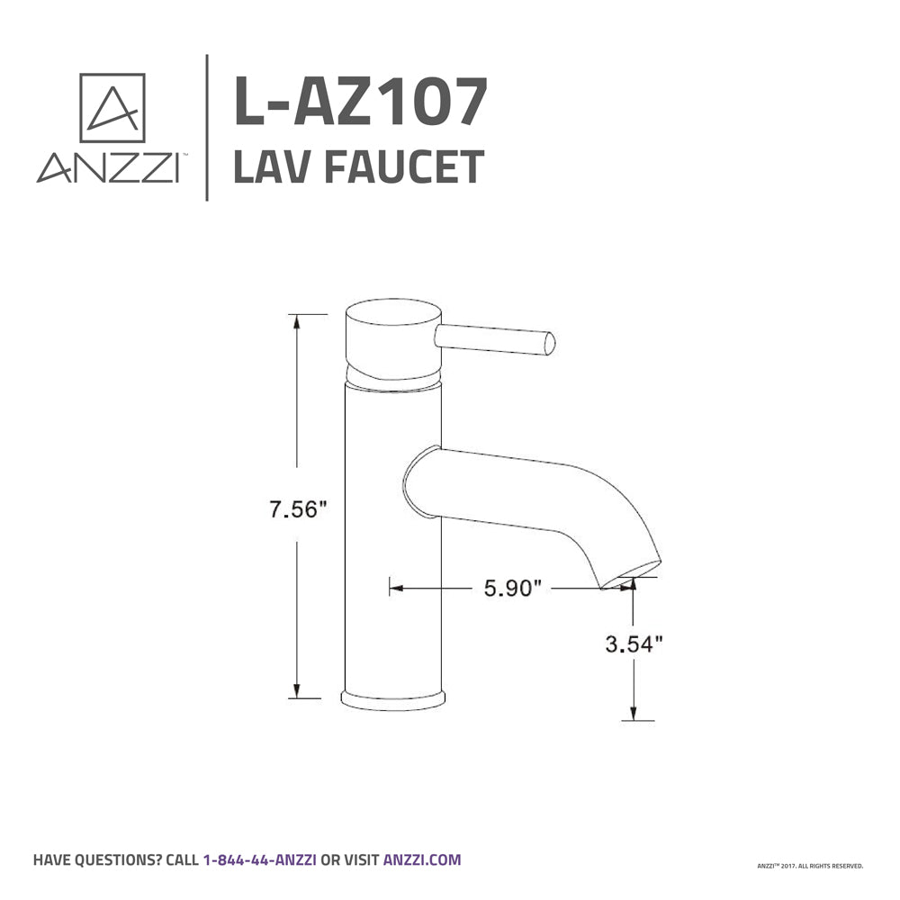 ANZZI L-AZ107BN Valle Single Hole Single Handle Bathroom Faucet in Brushed Nickel