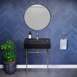 Claire 24 Ceramic Console Sink Matte Black Basin Gold Legs