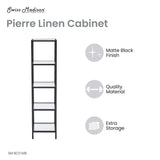 Pierre 16"x65"x14" Freestanding Linen Cabinet in Matte Black