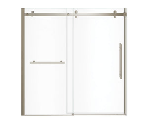 MAAX 138485-900-305-000 Vela 56 ½-59 x 59 in. 8 mm Sliding Tub Door with Towel Bar for Alcove Installation with Clear glass in Brushed Nickel