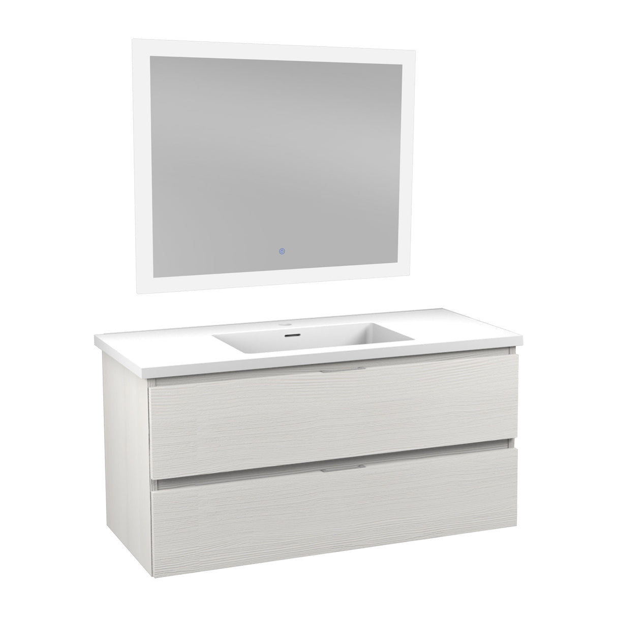 ANZZI VT-MRCT39-WH 39 in W x 20 in H x 18 in D Bath Vanity in Rich White with Cultured Marble Vanity Top in White with White Basin & Mirror