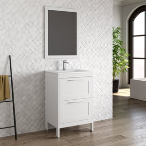 DAX Lakeside Engineered Wood and Porcelain Single Vanity with Onix Basin, 24", White DAX-LAKE012411-ONX