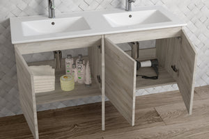 DAX Malibu Engineered Wood and Porcelain Onix Basin with Double Vanity Cabinet, 48", Pine DAX-MAL014812-ONX