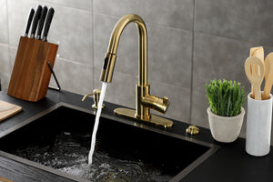 Gourmetier LS8783CTL Continental Single-Handle Pull-Down Kitchen Faucet, Brushed Brass