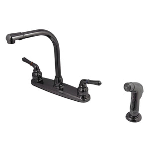 Kingston Brass NB750SP Water Onyx Centerset Kitchen Faucet, Black Stainless Steel