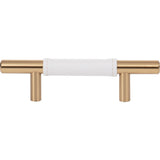 Atlas Homewares Zanzibar White Leather Pull 3 Inch (c-c) Warm Brass