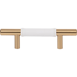 Atlas Homewares Zanzibar White Leather Pull 3 Inch (c-c) Warm Brass