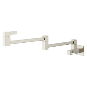Square Modern 2-Handle 1-Hole Potfiller Kitchen Faucet in Polished Nickel