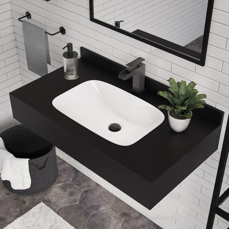 Avancer 36'' Wall Mount Sink In Black Marquina