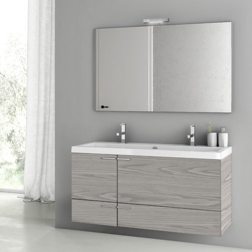 Wide Bathroom Vanity, Double, Floating, 48"