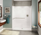 Aker OPS-6030-RS AcrylX Alcove Center Drain One-Piece Shower in Sterling Silver - ADA L-Bar