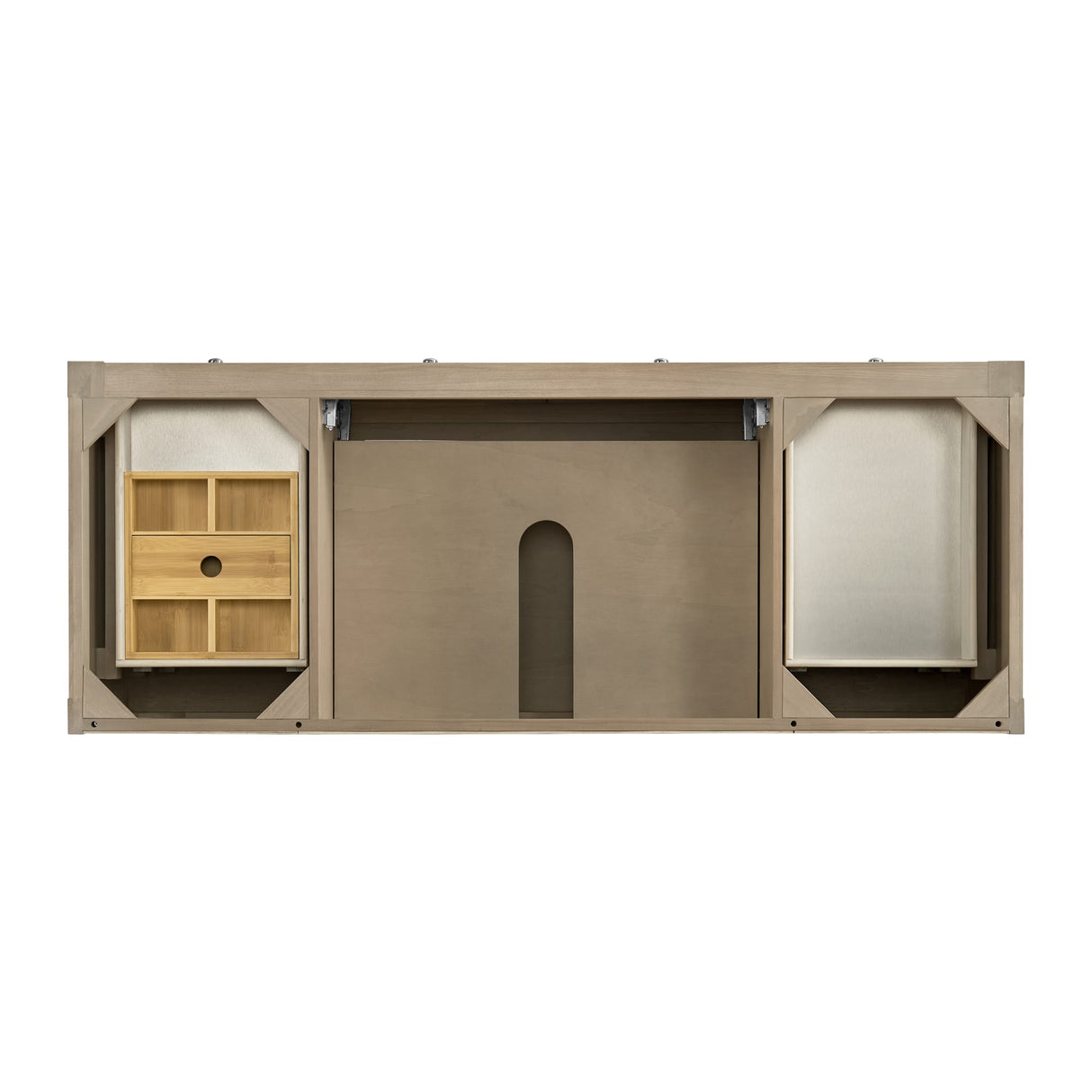 Breckenridge 60" Single Vanity, Whitewashed Oak, w/ 3 CM Victorian Silver Silestone Top w/ FreePower Wireless Charger