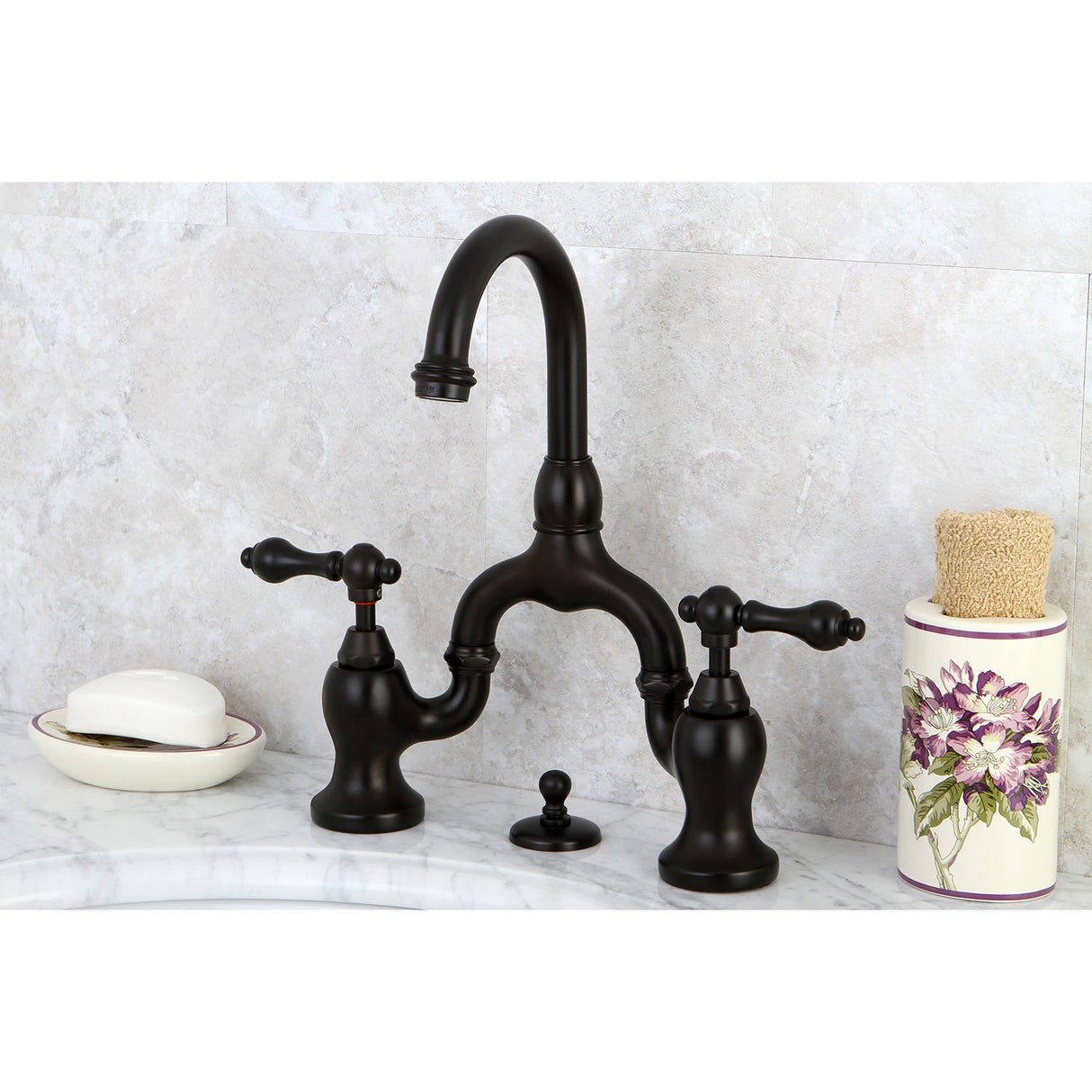 Kingston Brass KS7995AL English Country Bridge Bathroom Faucet with Brass Pop-Up, Oil Rubbed Bronze