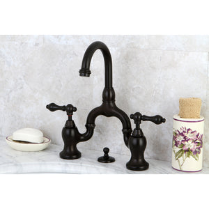 Kingston Brass KS7995AL English Country Bridge Bathroom Faucet with Brass Pop-Up, Oil Rubbed Bronze