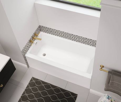 MAAX 106395-000-001-101 Bosca 6030 IFS AFR Acrylic Alcove Left-Hand Drain Bathtub in White