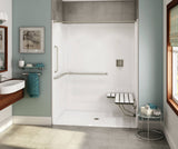 Aker OPS-6036 AcrylX Alcove Center Drain One-Piece Shower in White - ANSI Grab Bar and seat