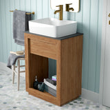 Rennes 24" Reclaimed Wood Vanity in Natural Teak with Slate Countertop and Single Hole Vessel Sink