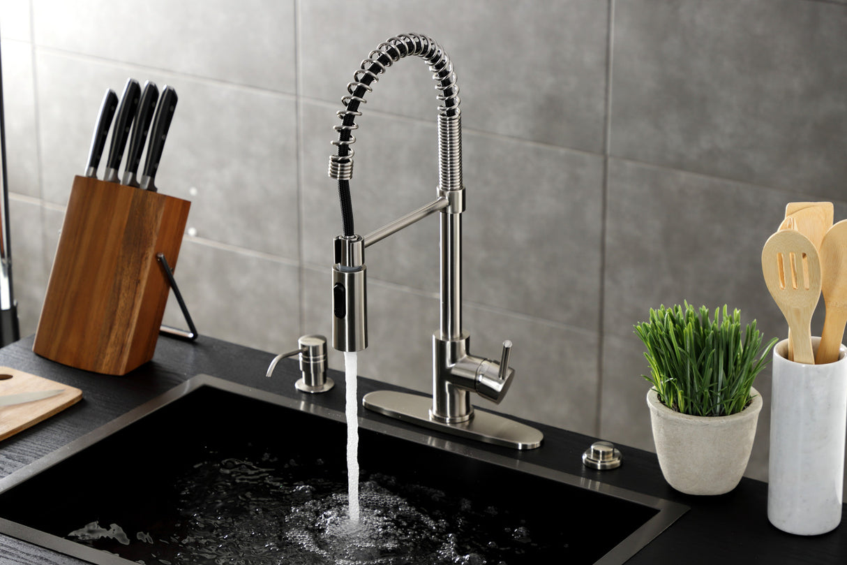 Gourmetier LS8778DL Concord Single-Handle Pre-Rinse Kitchen Faucet, Brushed Nickel