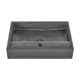 Lisse 16" Square Concrete Vessel Bathroom Sink in Dark Grey