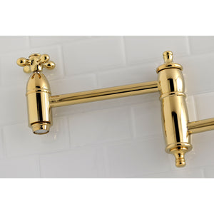 Kingston Brass KS3102AX Restoration Wall Mount Pot Filler Kitchen Faucet, Polished Brass