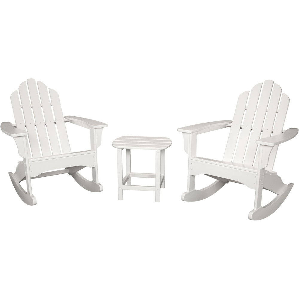 Hanover ADROCKER3PCWH Hanover All-Weather 3pc Rocking Chair Set: 2 Ad.Chairs, 19"x15" Tbl