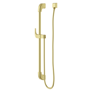 Transitional Square 30 in. Slide Bar with 60 in. Hose in Brushed Gold