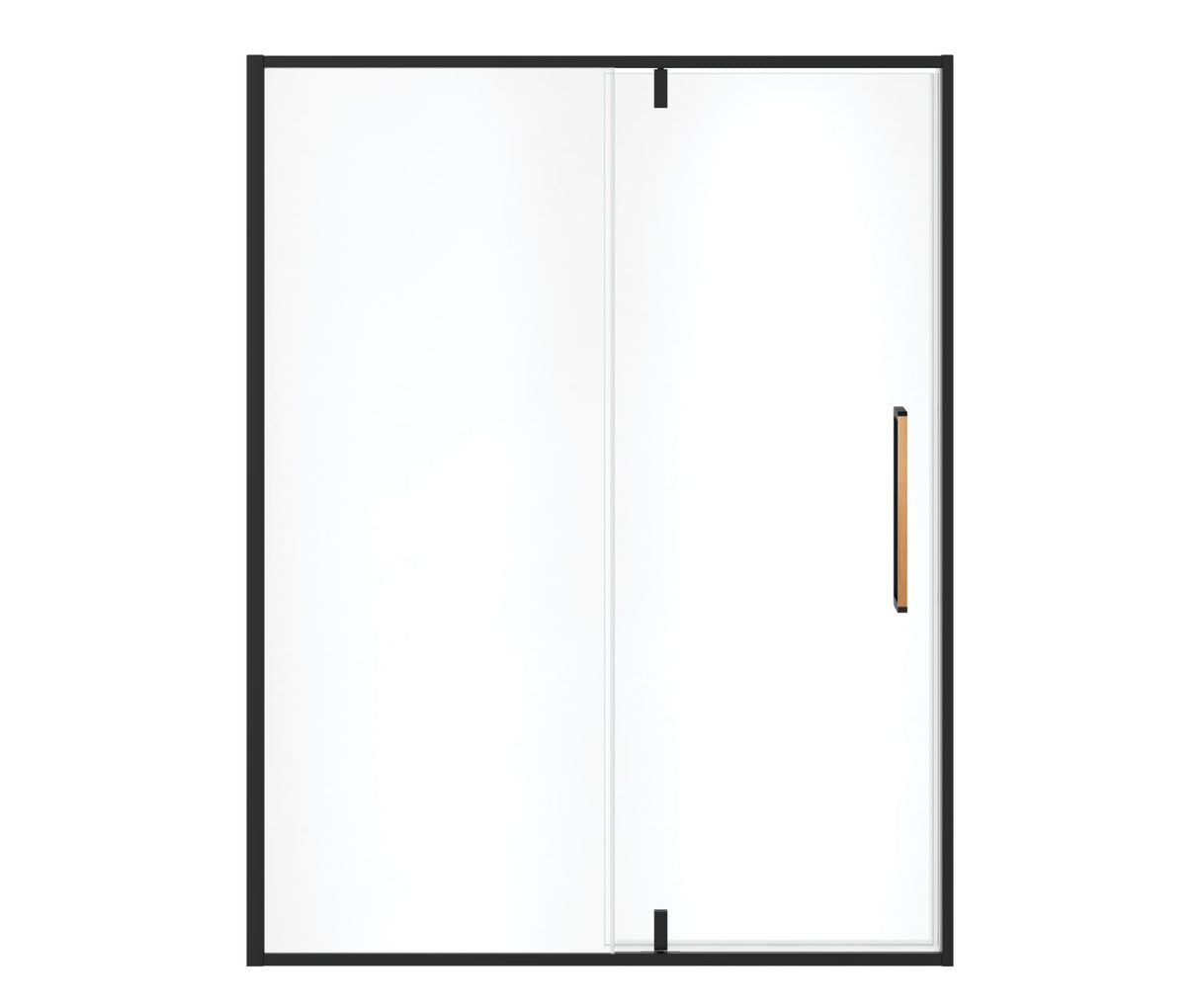 MAAX 135326-900-285-000 Uptown 57-59 x 76 in. 8 mm Pivot Shower Door for Alcove Installation with Clear glass in Matte Black & Wood